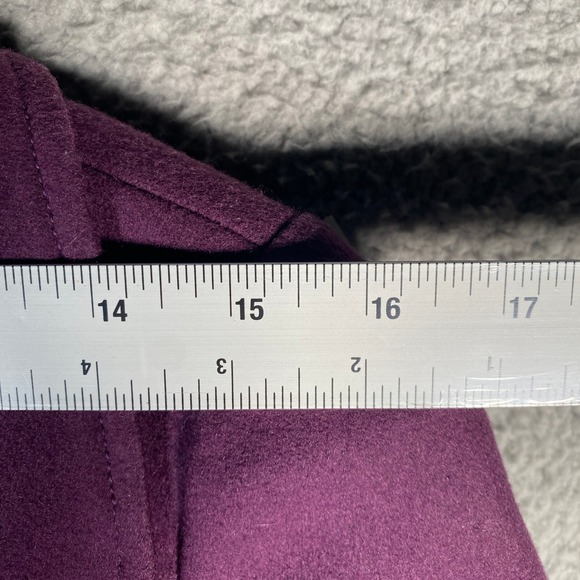 Tulle Purple Wool Blend Coat Button Front Lapel Collar Lined Women's Size L - Picture 9 of 16